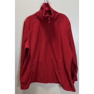 QVC‎ Denim & Co Top Fleece 1/4 Zip Red Size 1X With Sweater Accents